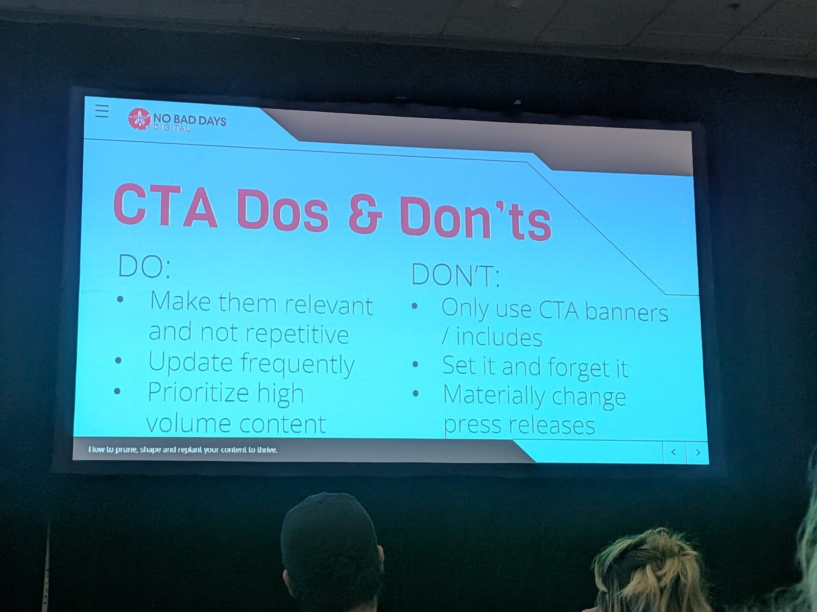 Slide listing CTA dos and don'ts