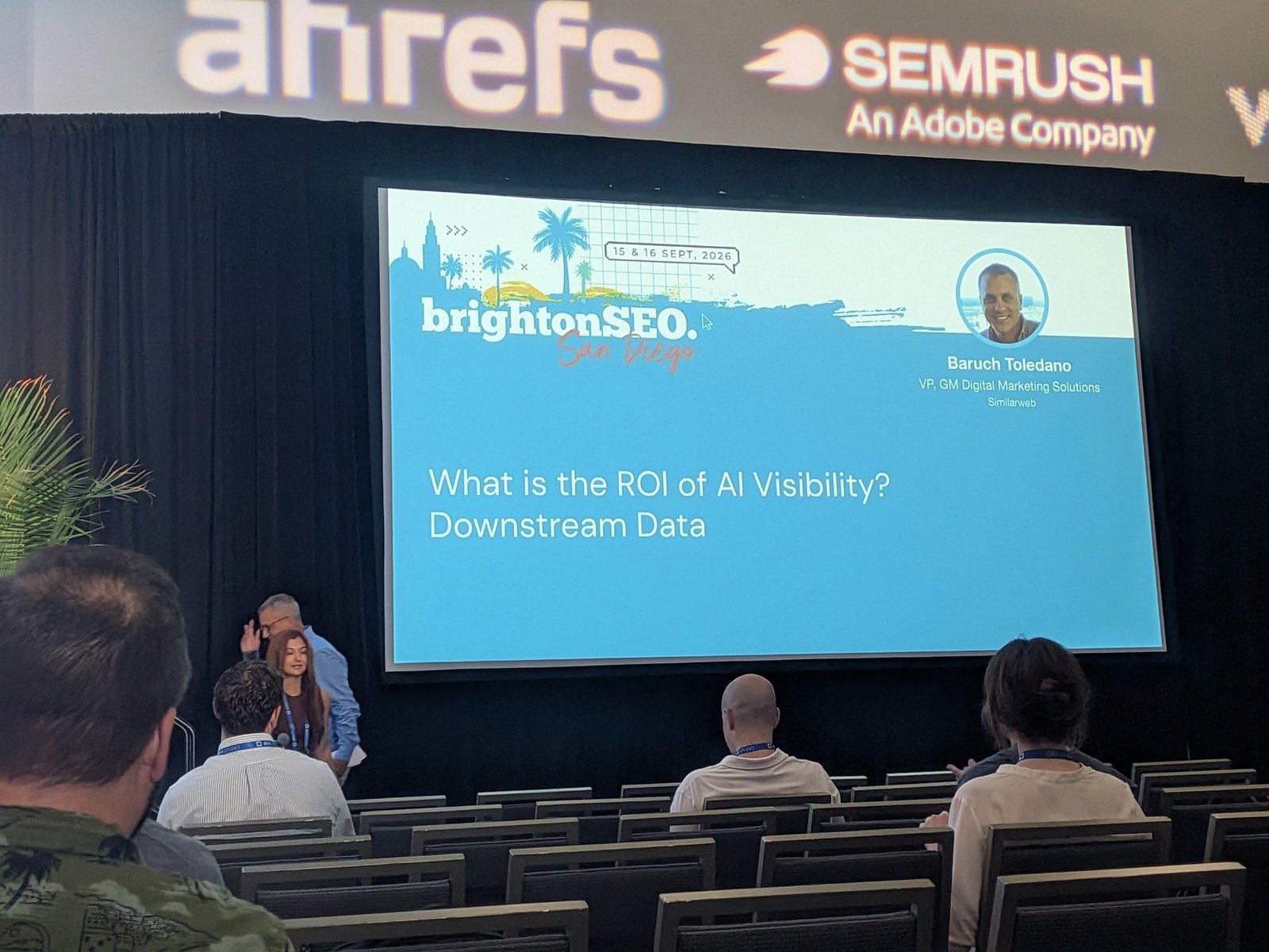 Title slide: "What is the ROI of AI Visibility? Downstream Data" by Baruch Toledano, Similarweb