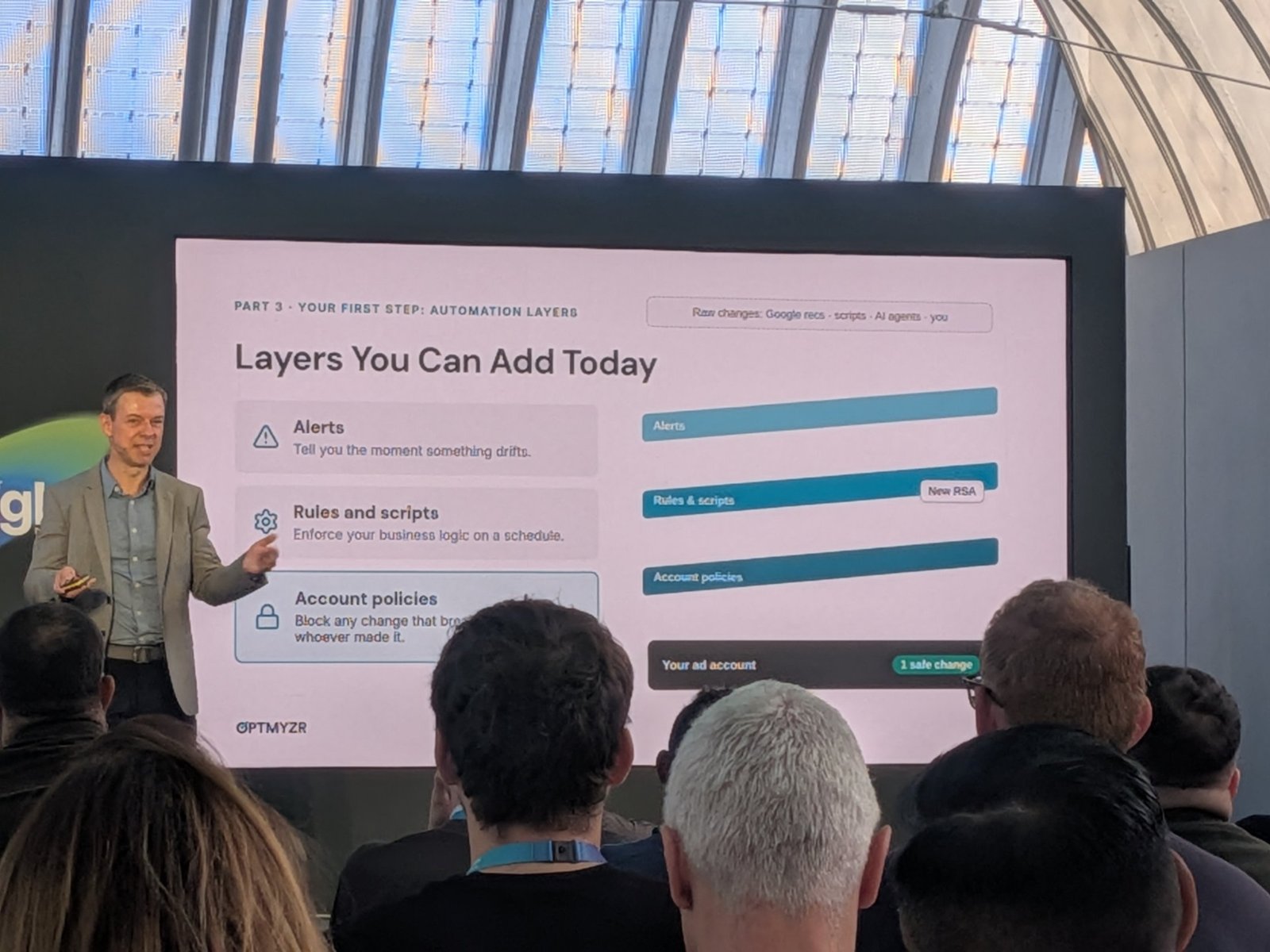 Slide: Layers you can add today, alerts, rules and scripts, account policies
