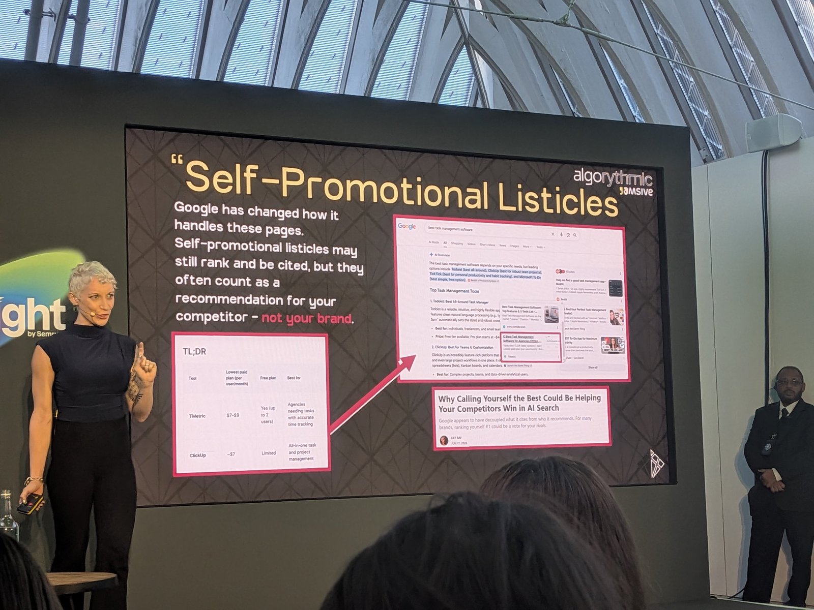 Slide: Self-promotional listicles may still rank and be cited, but they often count as a recommendation for your competitor, not your brand