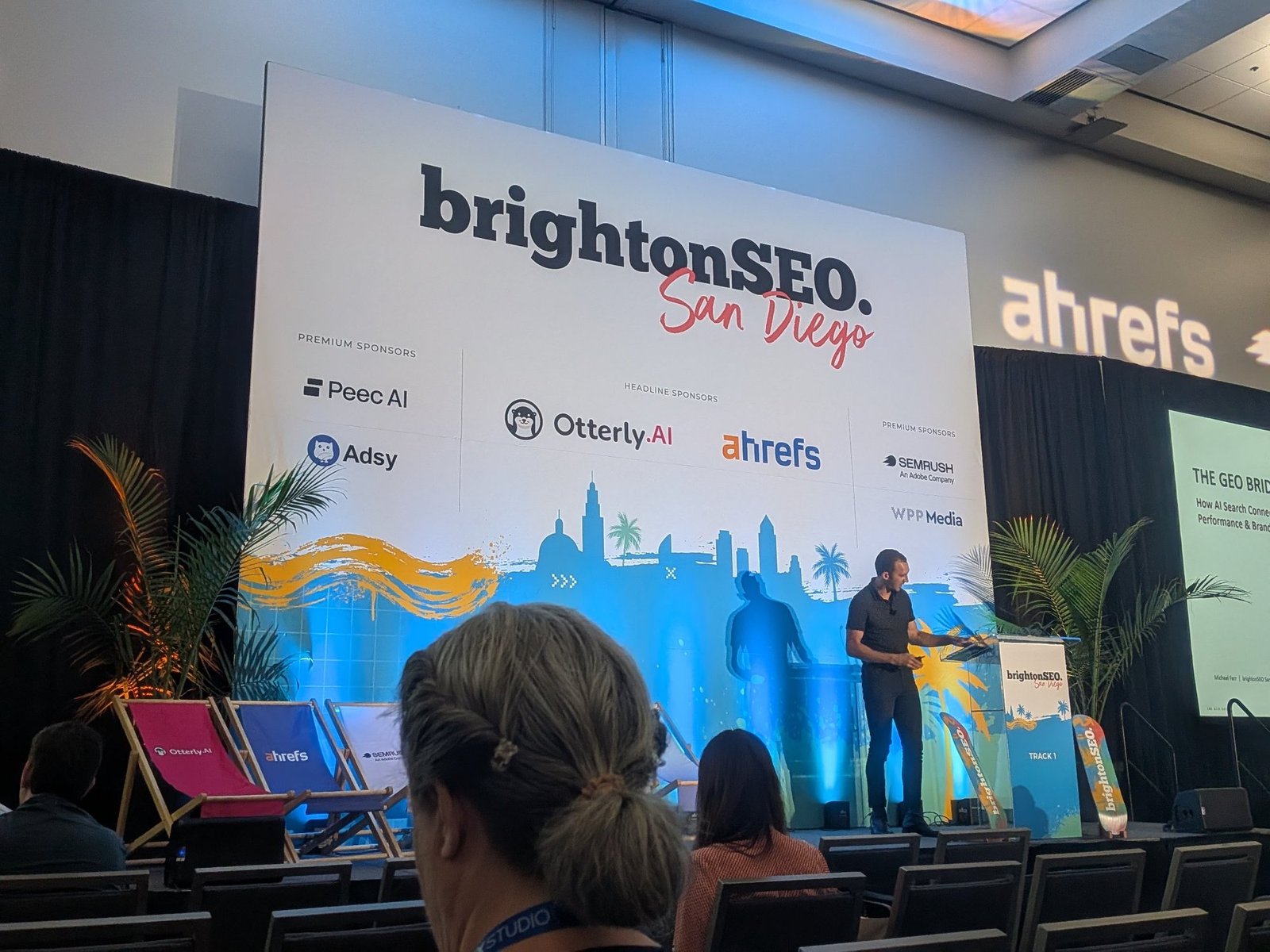 Michael Farr on stage at brightonSEO San Diego, Track 1