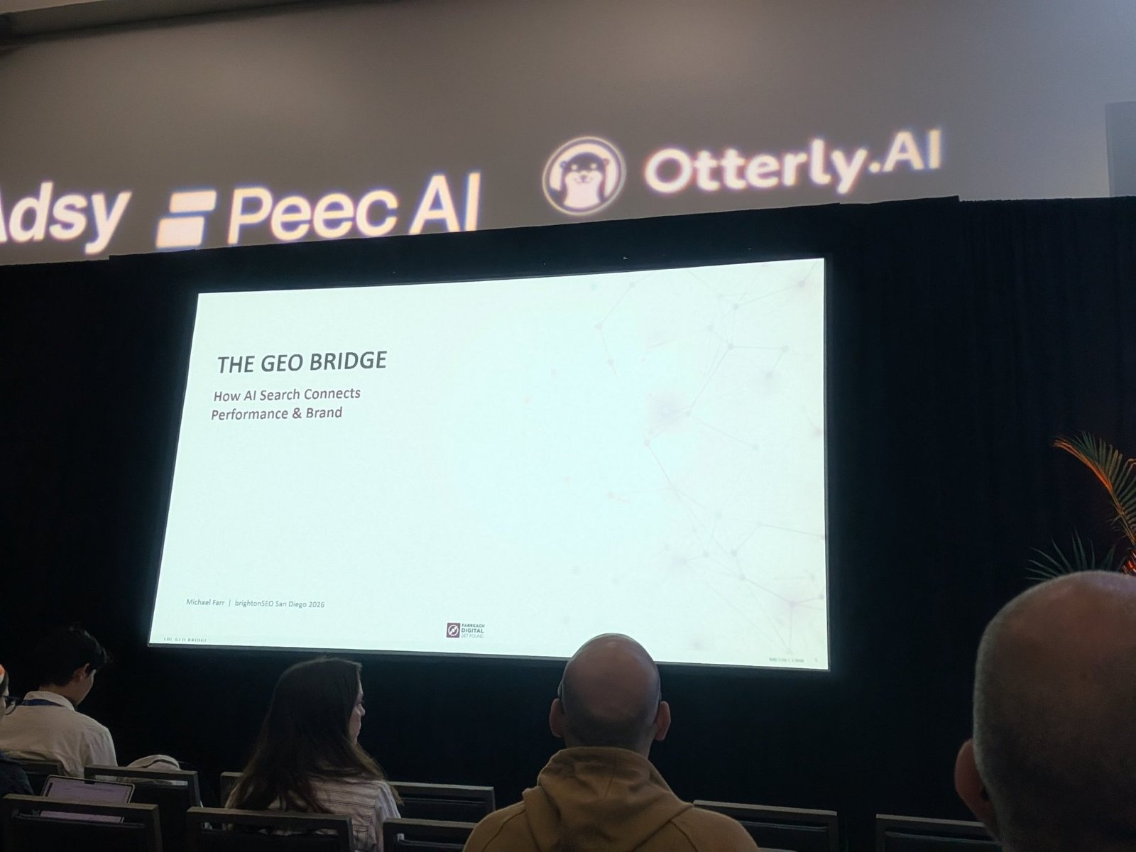 Title slide: "The GEO Bridge: How AI Search Connects Performance & Brand"