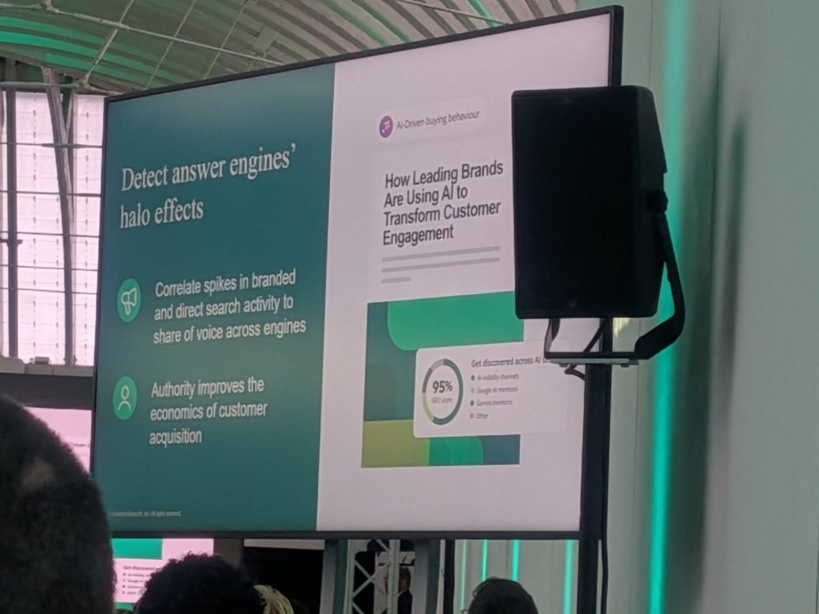 Slide: Detect answer engines' halo effects, correlate branded and direct search with share of voice