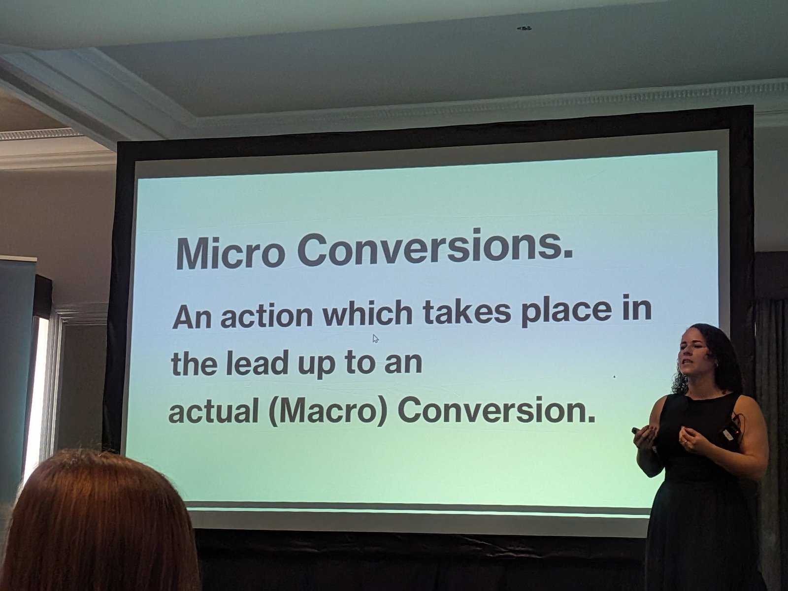 Slide "Micro Conversions. An action which takes place in the lead up to an actual (Macro) Conversion."