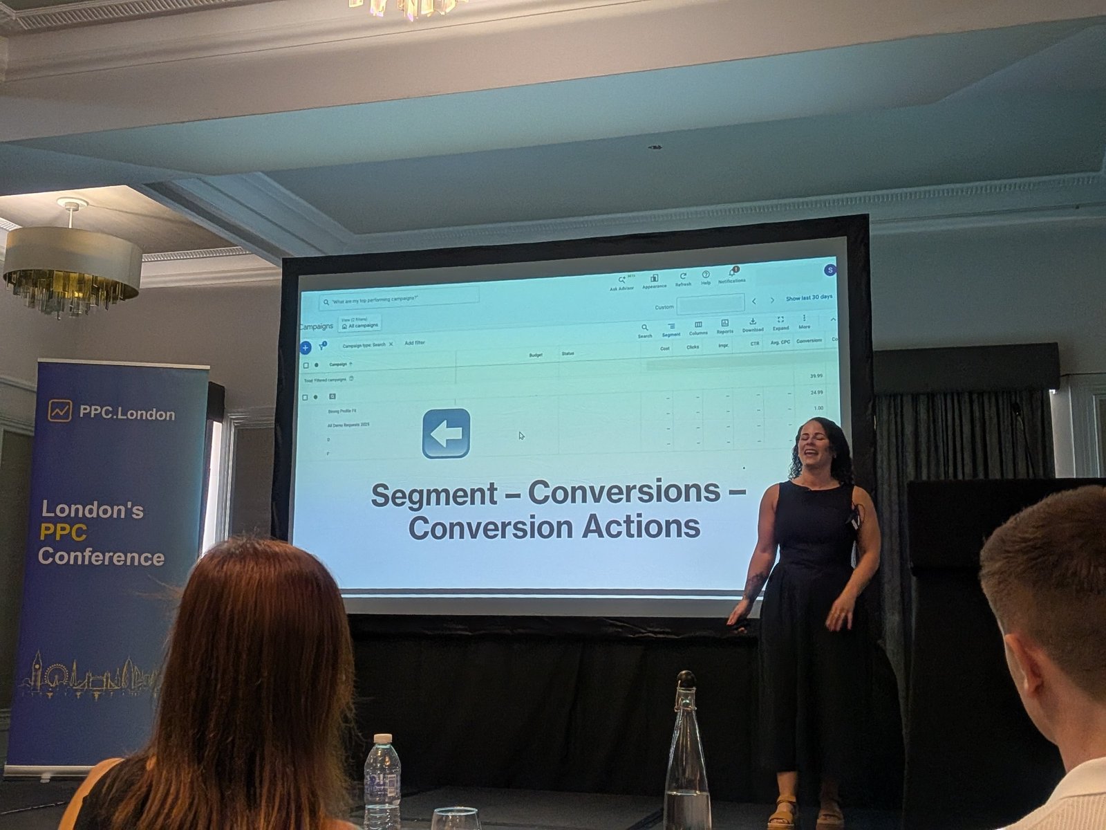 Google Ads screenshot with "Segment > Conversions > Conversion Actions"